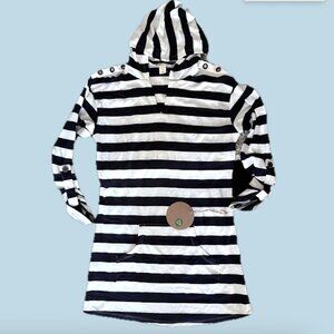 Swim Coverup or Casual Dress  New M Navy White Stripe Beach Summer Dakini